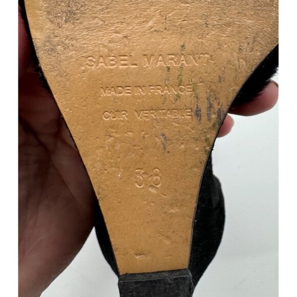 Isabel Marant Pony Hair Black Suede Ankle Strap Wedges Heels Size 8 or EU 38 Mad - Picture 6 of 12